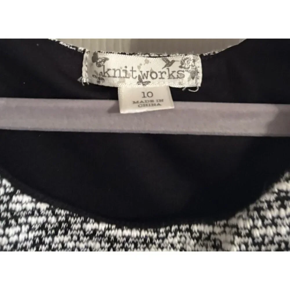 Knitworks Girls Dress Size 10 Black White Sleeveless Layered Skirt